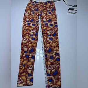 LuLaRoe Brown and Blue Breakfast Pastries Patterned Leggings